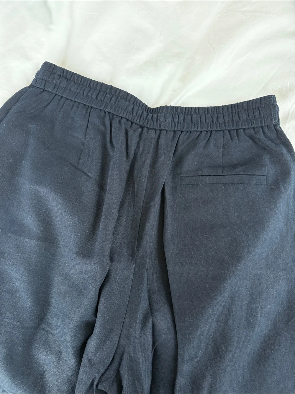 Zara Navy Blue Drawstring Wide-Leg Pants